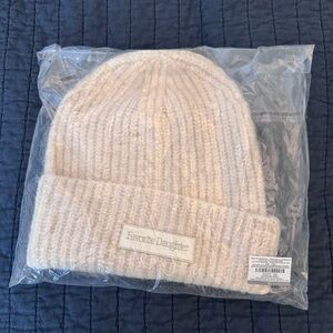Favorite Daughter logo patch Cream Knit Beanie NWT